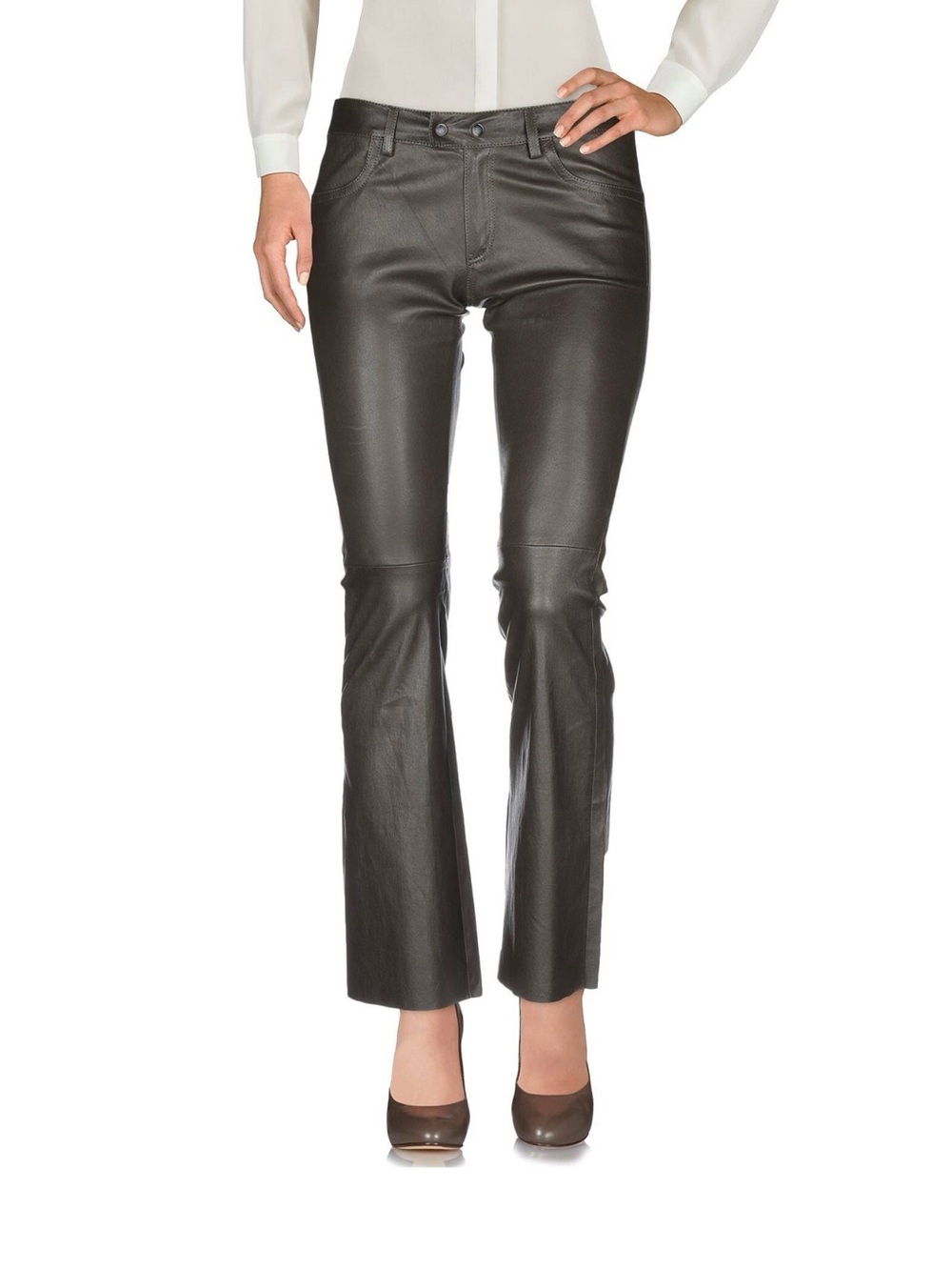 Exquisite Sylvie Schimmel Paris Lamb Leather Pants Brown NWOT sz38